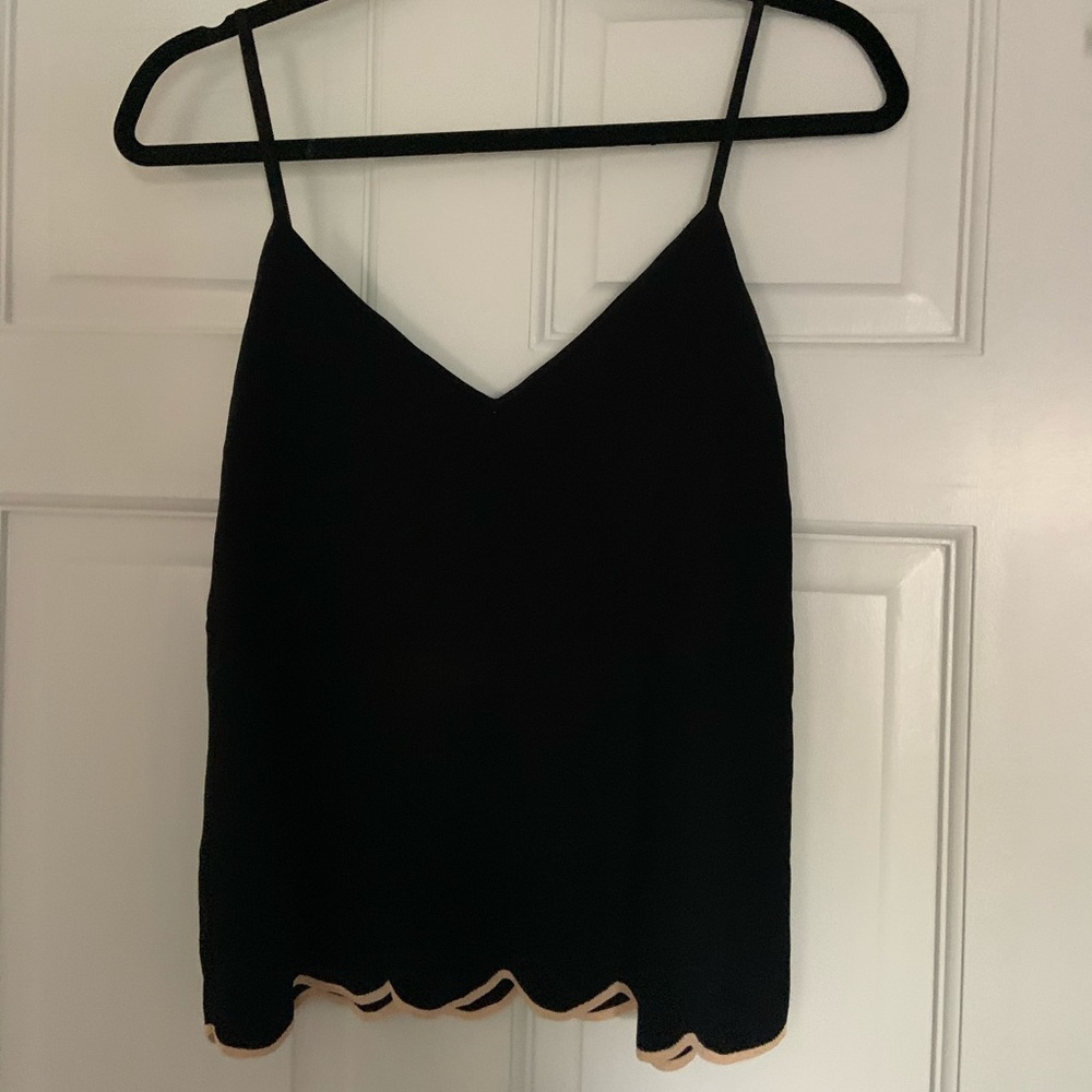 Zara black knit scallop hem sweater tank small
